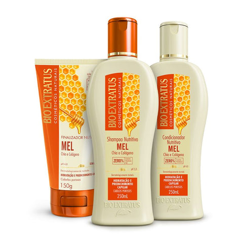 Kit Mel (250mL) Shampoo, Condicionador e Finalizador