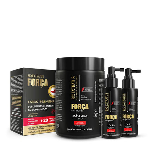 Kit Força (1Kg) Máscara, Suplemento e Loção