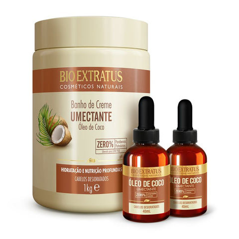 Kit Umectante (1Kg) Banho de Creme e Óleo de Coco Umectante