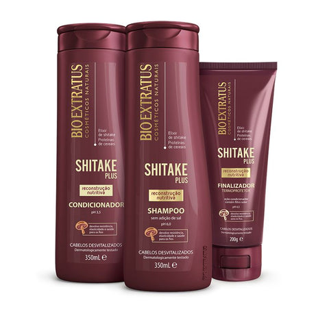 Kit Shitake (350mL) Shampoo, Condicionador Finalizador Termoprotetor