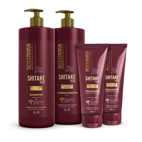 Kit Shitake (1L) Shampoo, Condicionador e Finalizador Noite/Dia