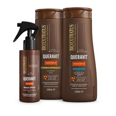 Kit Queravit (250mL/g) Shampoo, Condicionador e Mega Spray