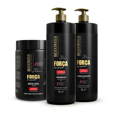 Kit Força (1L/Kg) Shampoo, Condicionador e Máscara
