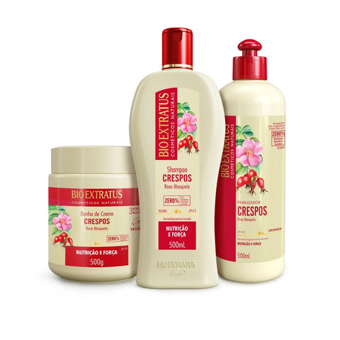 Kit Crespos (500mL/g) Shampoo, Banho de Creme e Finalizador