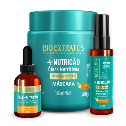 Kit +Nutrição Máscara (500g), Óleo e Reparador de Pontas