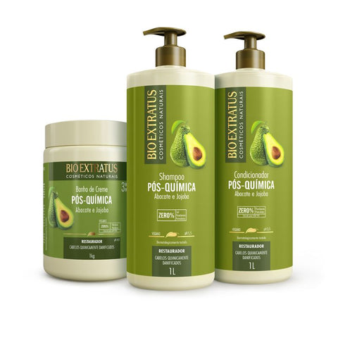Kit Pós-Química (1L/Kg) Shampoo, Condicionador e Banho de Creme
