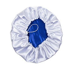 Touca Noturna Cetim Branco com Azul