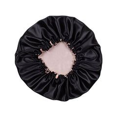 Touca Noturna Cetim Preto com Rosa