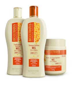 Kit Mel (500mL/g) Shampoo, Condicionador e Banho de Creme