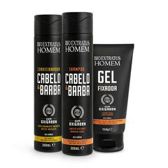 Kit Cabelo e Barba Shampoo, Condicionador e Gel