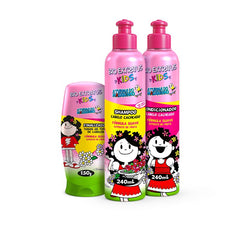 Kit Kids Cabelo Caheado Shampoo, Condicionador e Finalizador