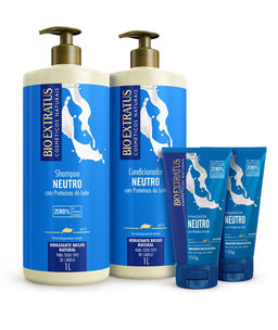 Kit Neutro (1L) Shampoo, Condicionador e Finalizador