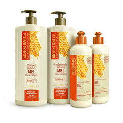 Kit Mel (1L) Shampoo, Condicionador e Finalizador